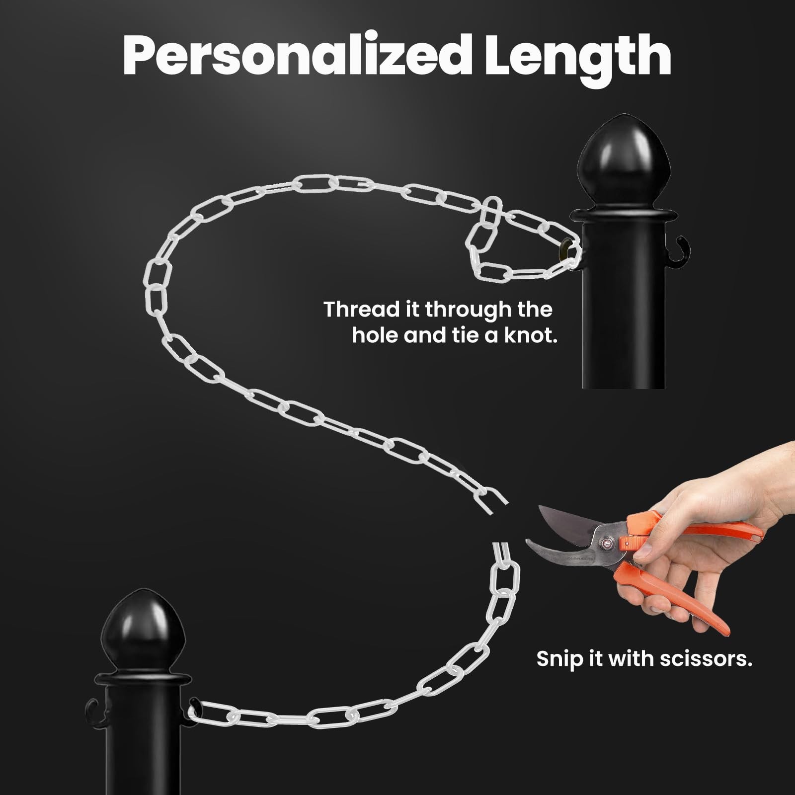 White Plastic Chain Links, 164Ft Plastic Safety Chains | Large Plastic Chain ...