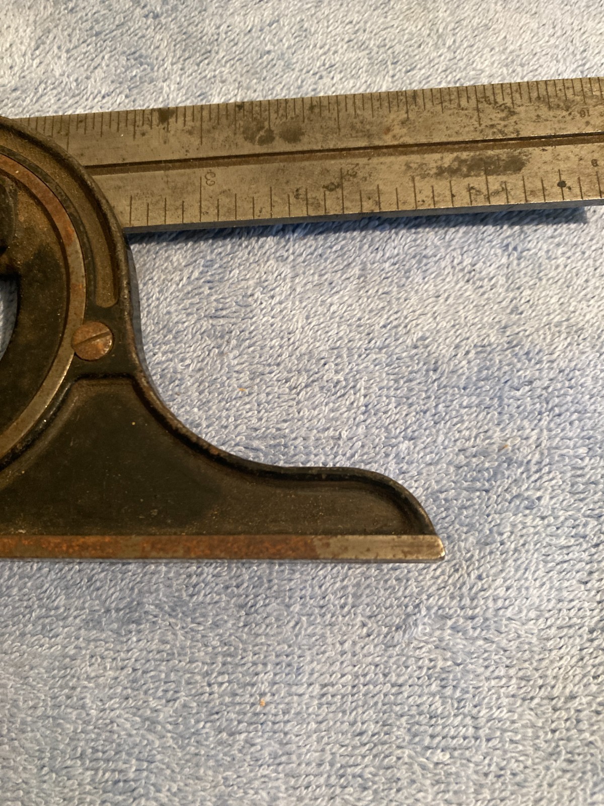 VINTAGE LS STARRETT 492 PROTRACTOR & RULER BUBBLE LEVEL MACHINIST TOOLS READ