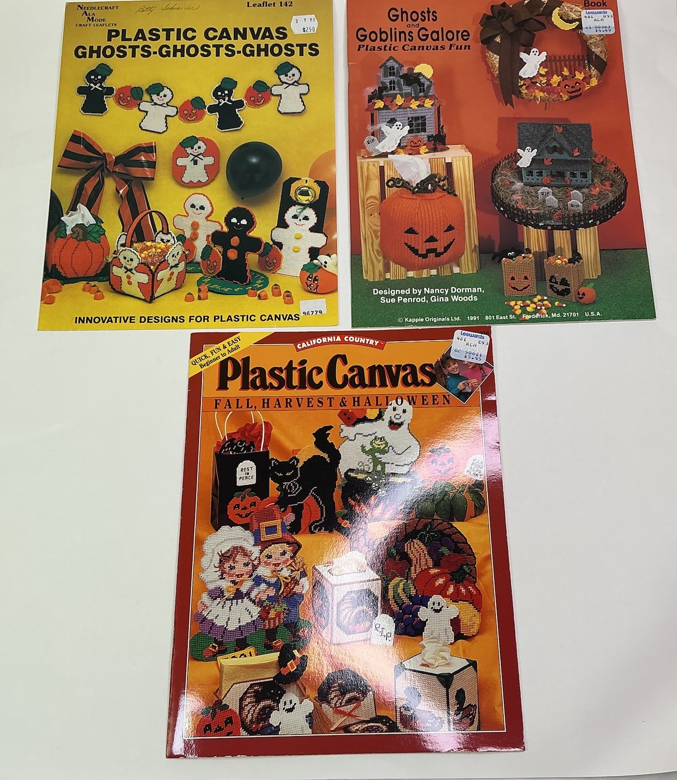 Vintage 90s Halloween Plastic Canvas Patterns 3 Booklets Ghost & Goblins Galore