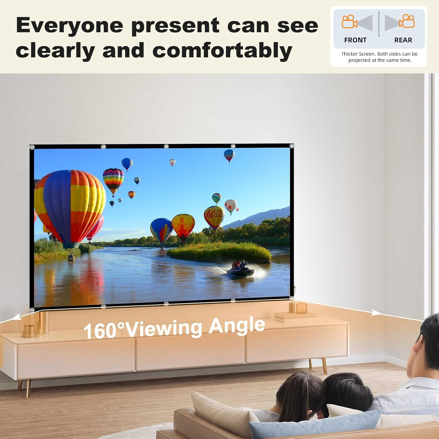Projector Screen 200 Inch, Large 4K HD 16:9 Foldable Portable