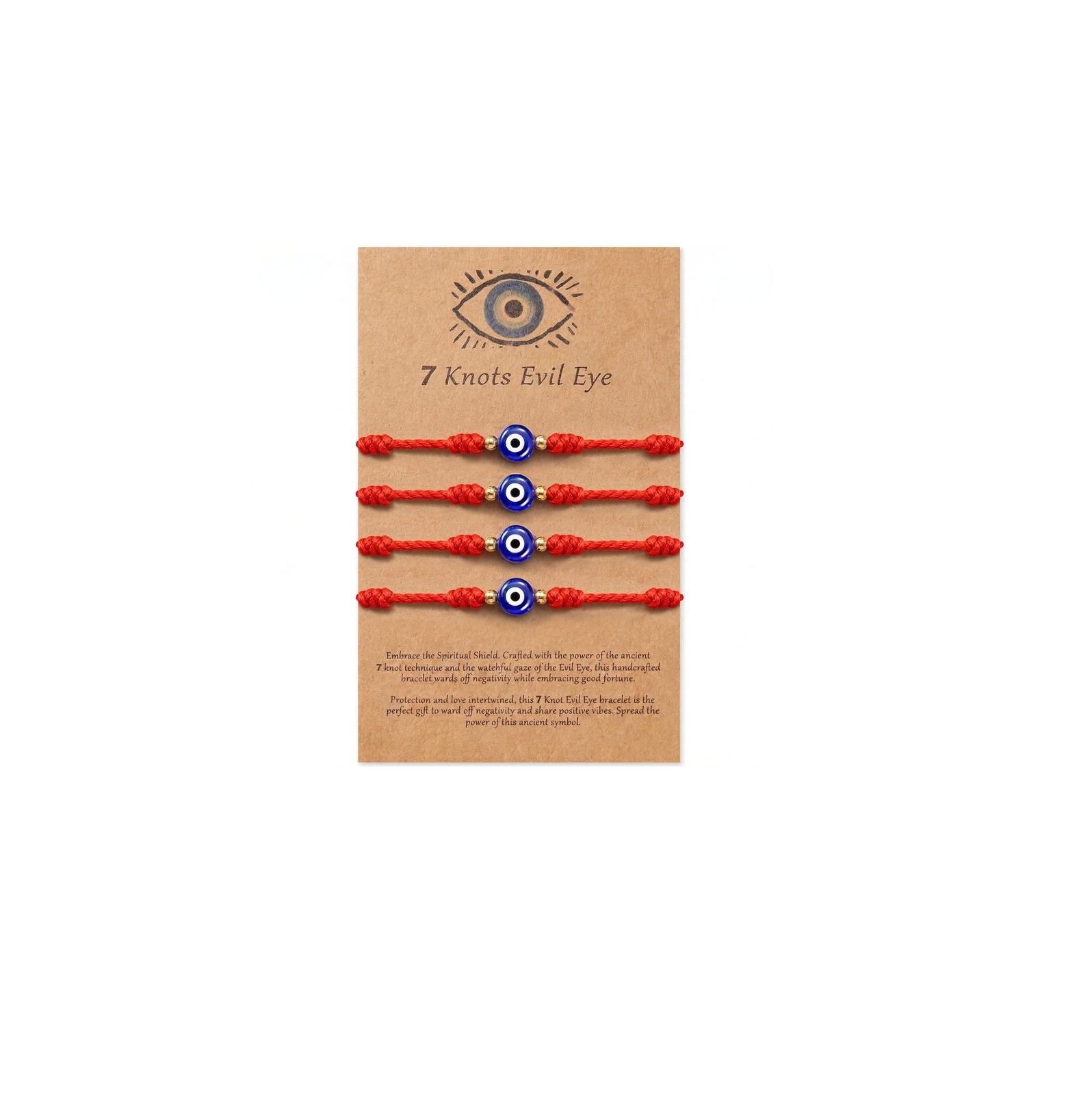 Poxtex 4pcs Evil Eye 7 Knot Lucky Bracelets, Rakhi for Brother One Size, Gold