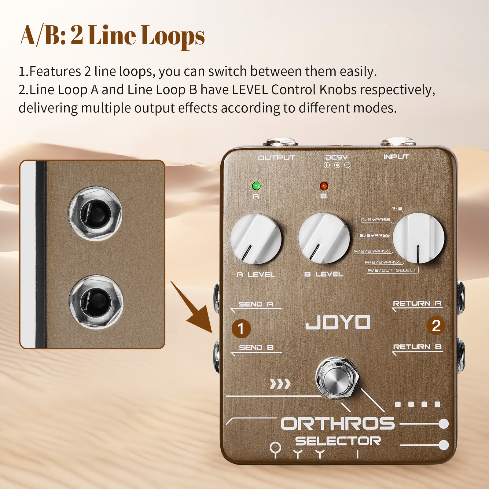 JOYO Line Selector Guitar Pedals 6 Mode Switch 2 Effect Loop for Electric Guitar