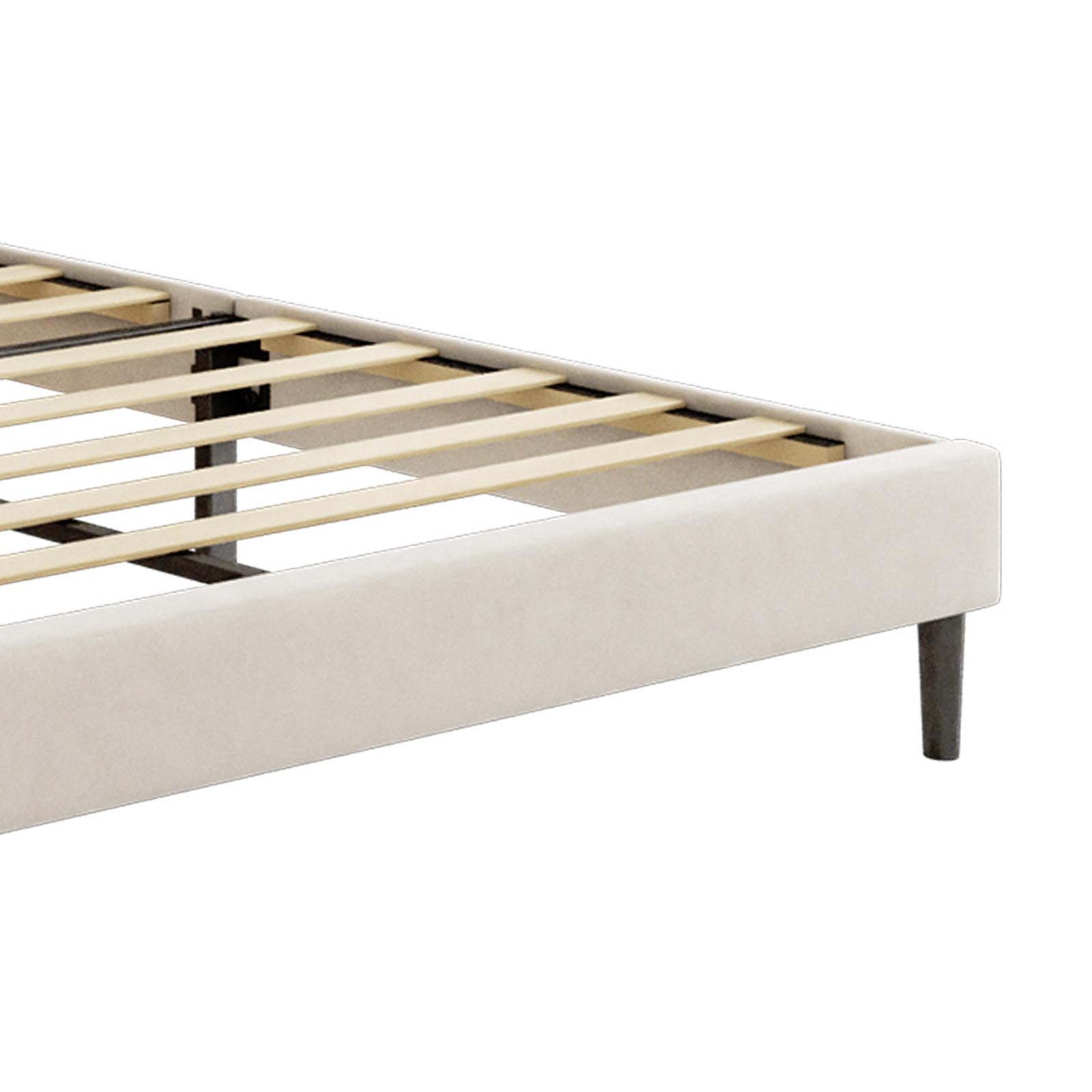 Upholstered Platform Bed Large Size Frame With LED Light And Charging Function