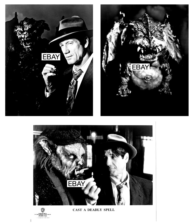 SALE: CAST A DEADLY SPELL 1991 H.P. LOVECRAFTIAN HORROR MOVIE PHOTOS (3) F WARD