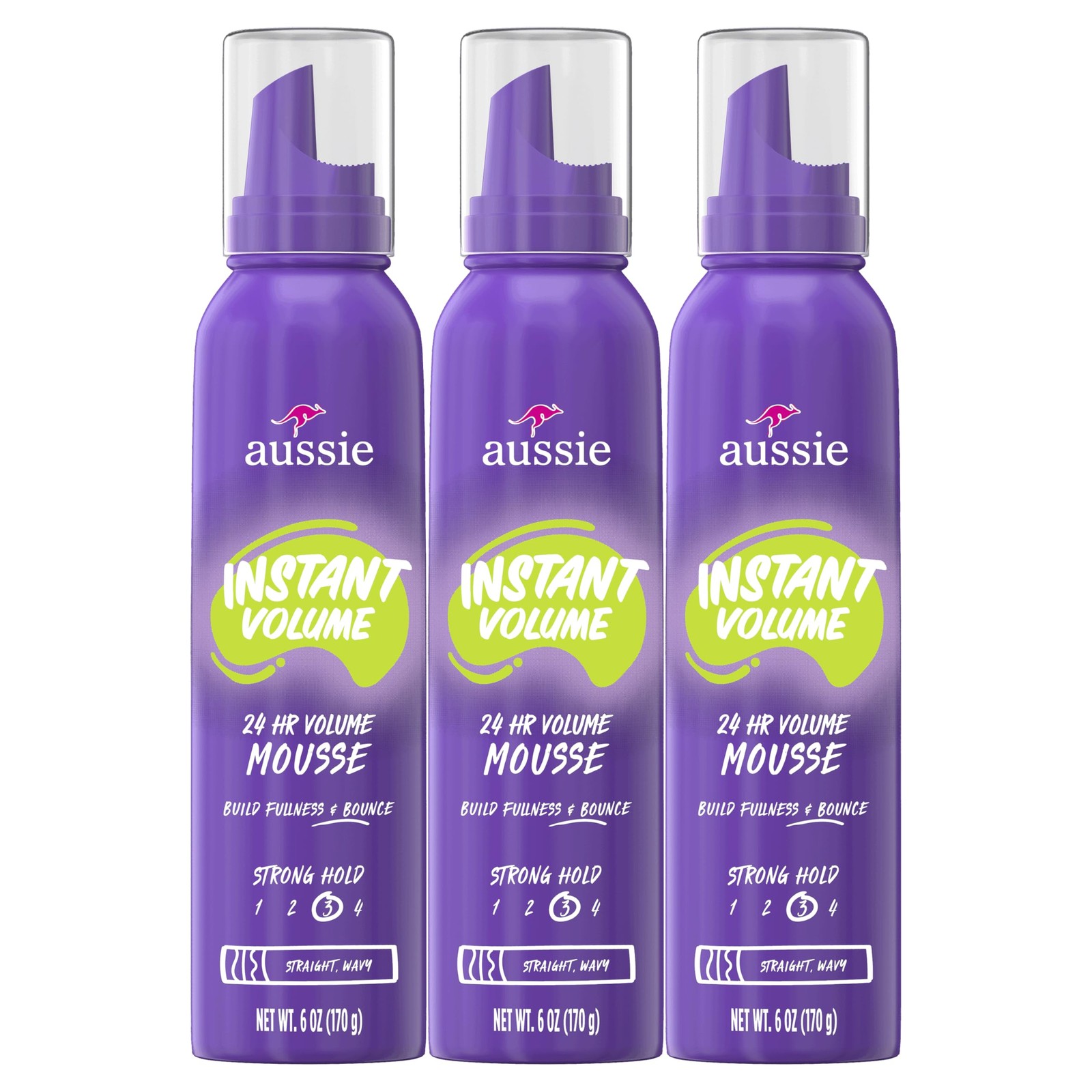 Instant Volume Mousse Triple Pack, 24-hour Volume Mousse, 6 oz