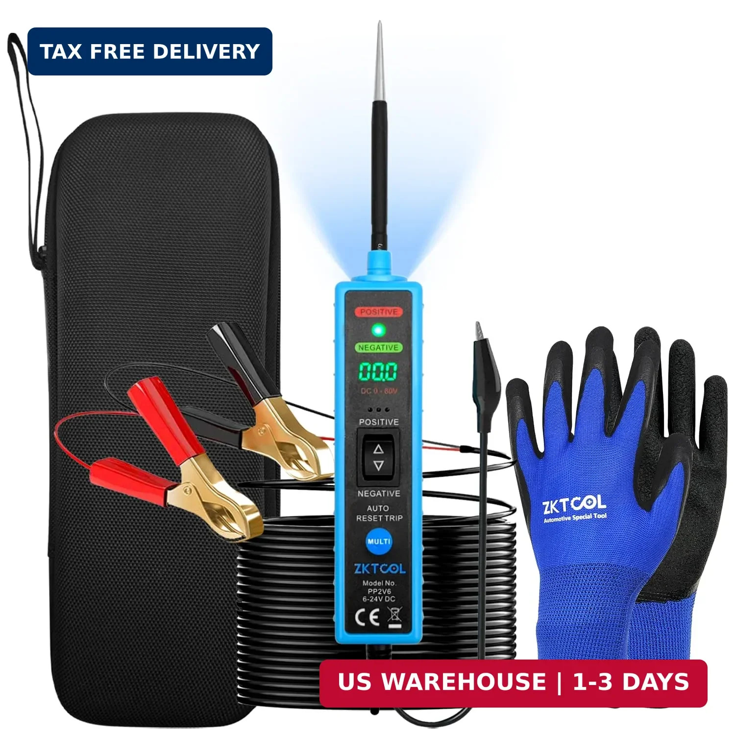 ZKTOOL 6-24V Digital LED Display Power Circuit Probe Tester Kit,Automotive Elect