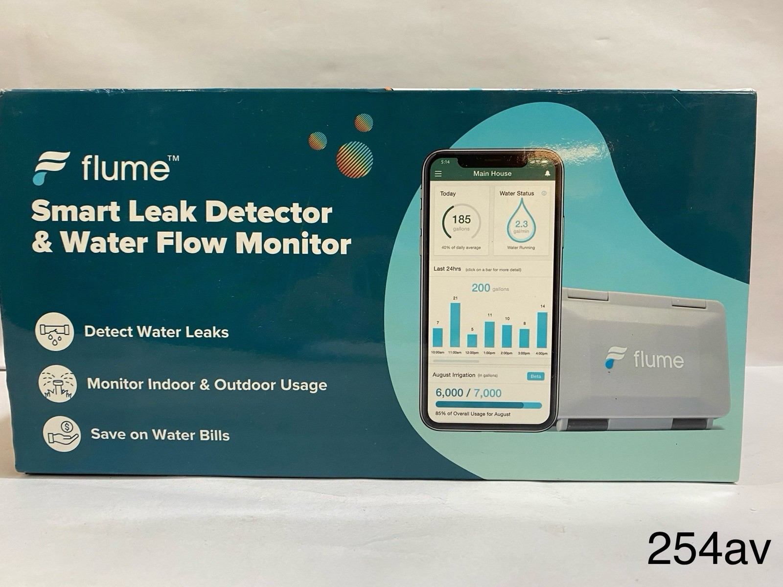 Flume Smart Leak Detector Water Flow Monitor Indoor or Outdoor WiFi & Sensor