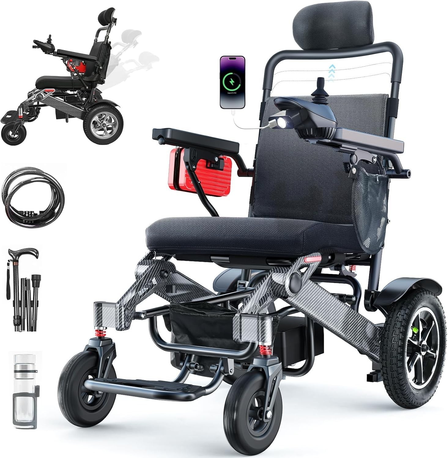 Reclining Electric Wheelchairs for Adults & Seniors 30 Miles Range 400 lbs Power