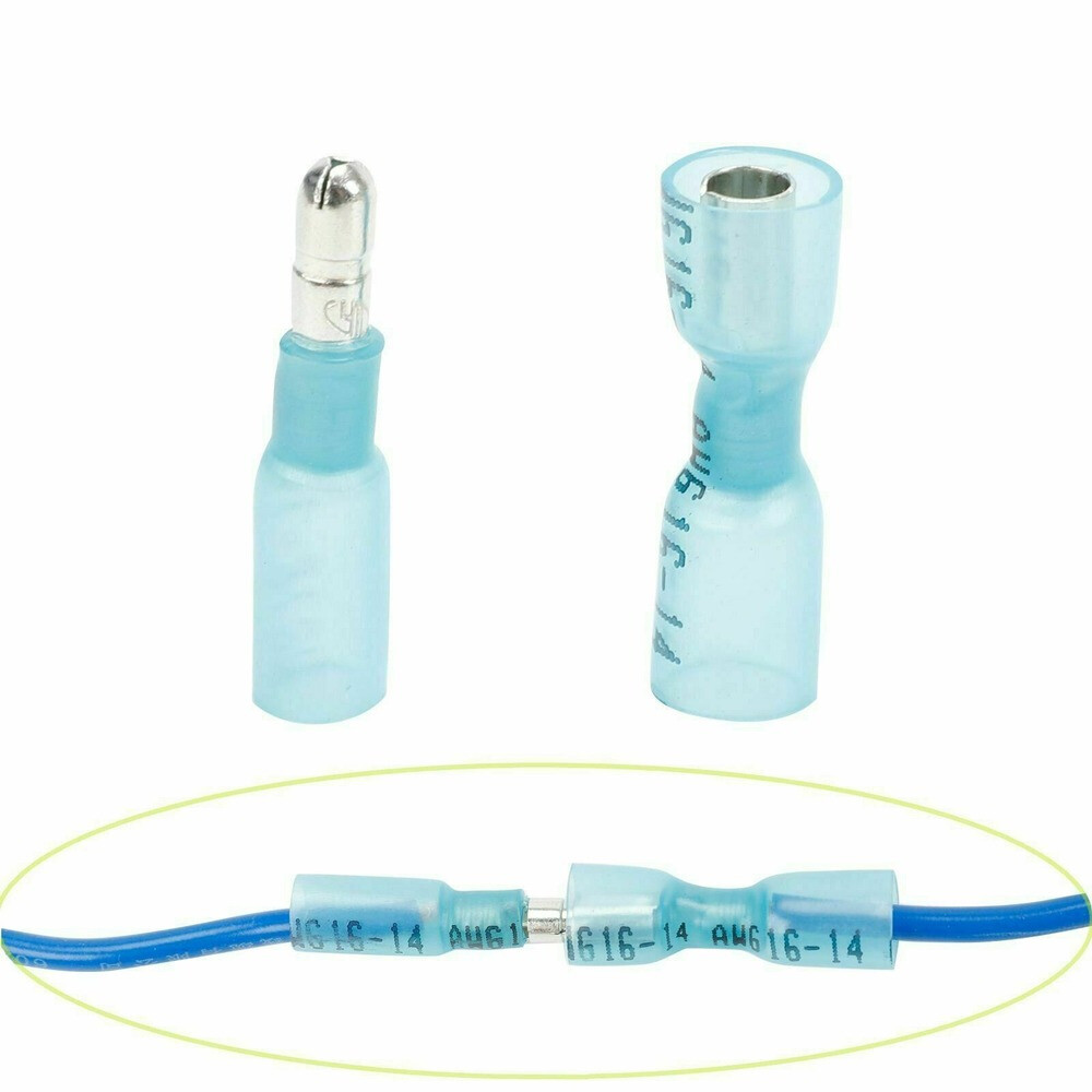 100Pcs 14-16 Gauge Heat Shrink Bullet Wire Connector Crimp Male Female Terminals