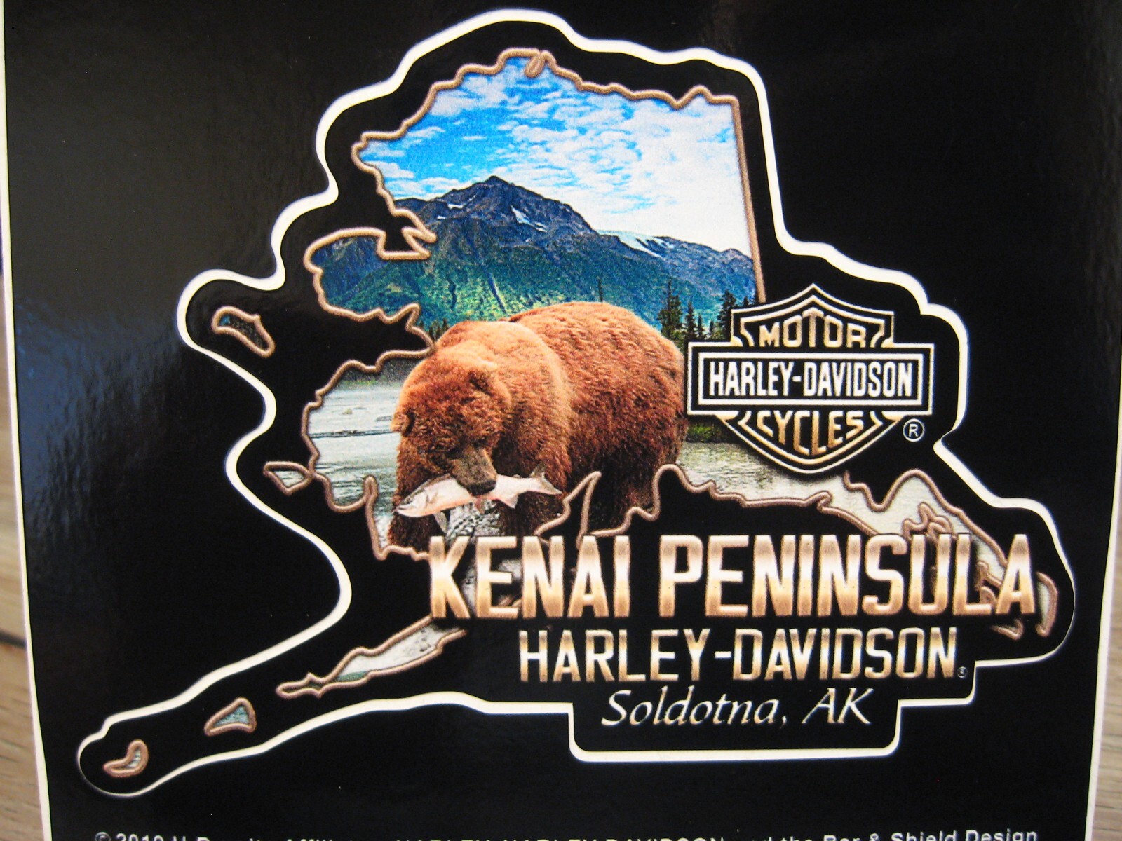 Kenai Pen. Harley Davidson Emblem Sticker Decals - Grizzly - Soldotna, Alaska