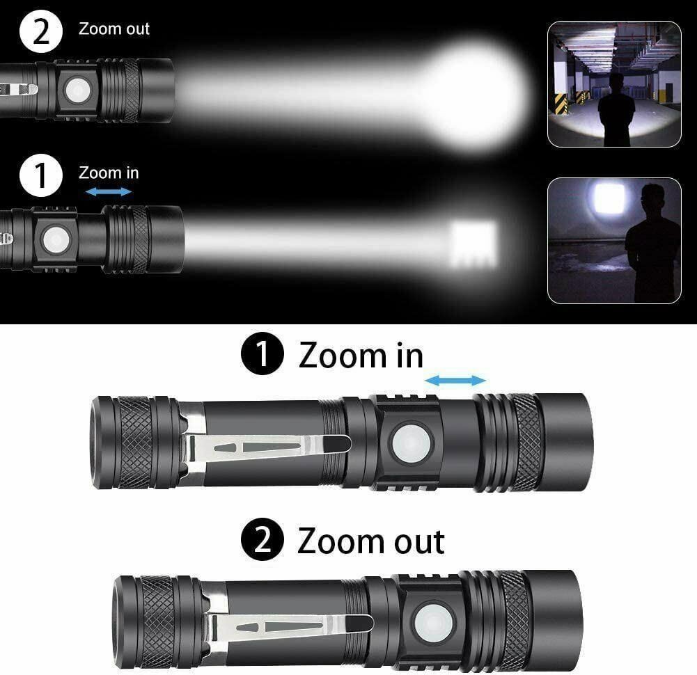 2PACK Rechargeable LED Flashlight Super Bright 30W Magentic Torch COB Work Light