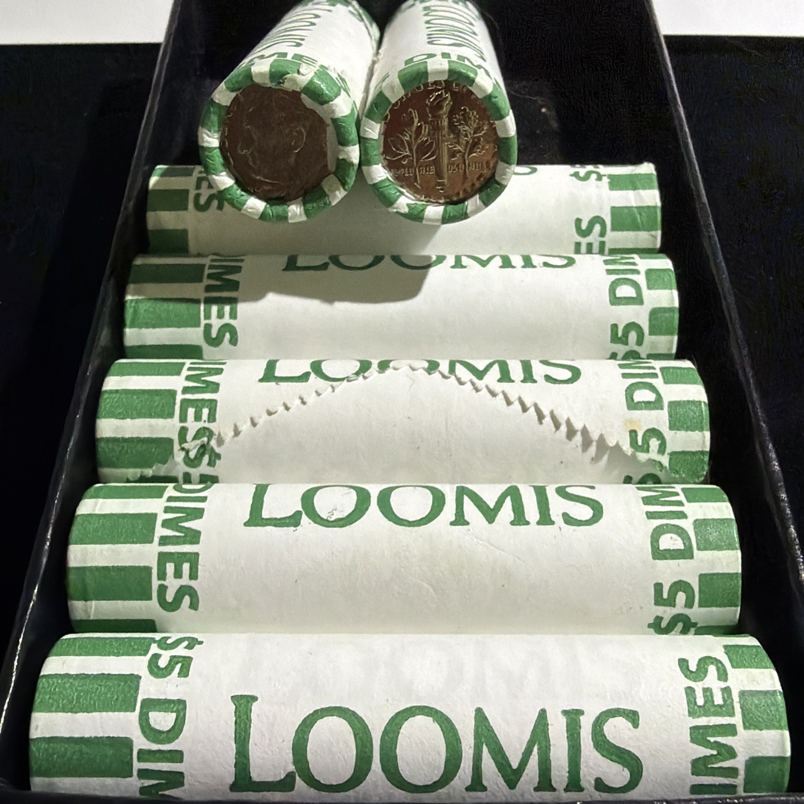 2018-D ROOSEVELT DIME ROLL ORIGINAL LOOMIS PACKAGING HEADS/TAILS