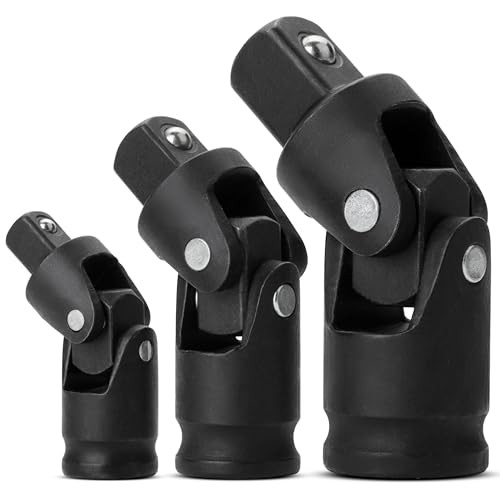 Bates- Universal Joint Impact Socket Set, 3 pcs, Universal Joint 3 pcs Black