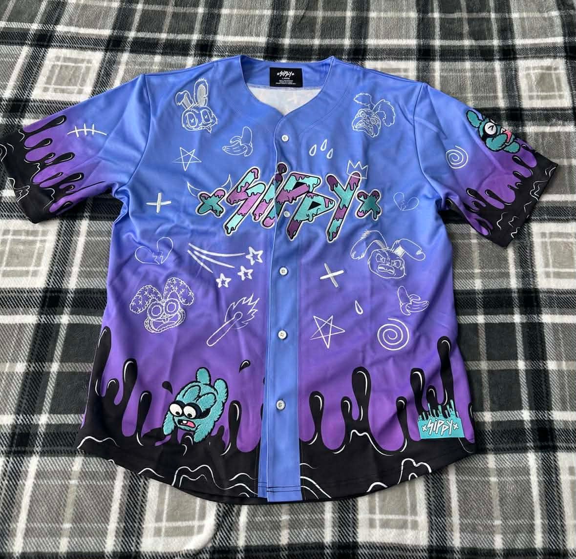 Sippy - Drippy Bunny Embroideried Gremlins Baseball Jersey EDM DJ Artist