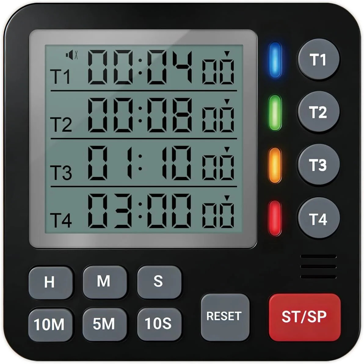TPNEG Digital Kitchen Timer - 4-Channel Cooking Timer with Alarm, Magnetic Back,