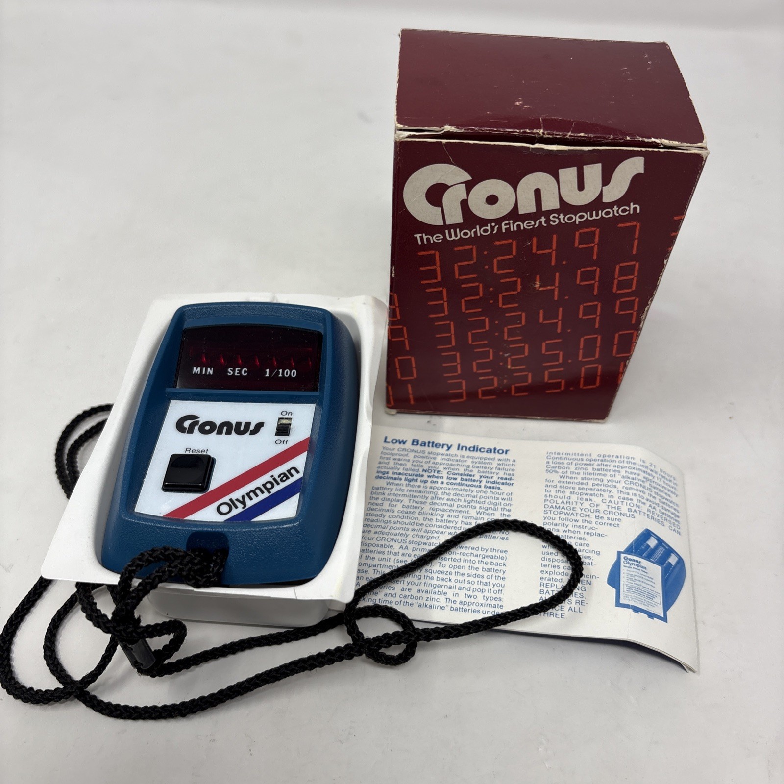 CRONUS LED Olympian Digital Stopwatch Timer 1970's Vintage Blue Handheld