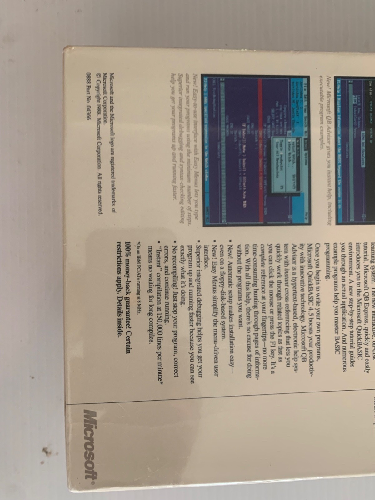 Vintage 1988 Microsoft QuickBasic, for version 4.5, Complete In Sealed Box