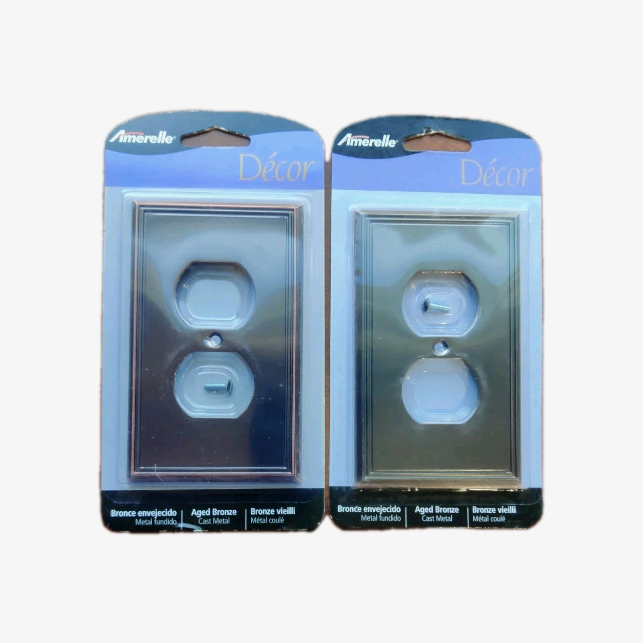 Two (2) Amerelle Decor Metro Line Aged Bronze Outlet Covers. New. 77DDB