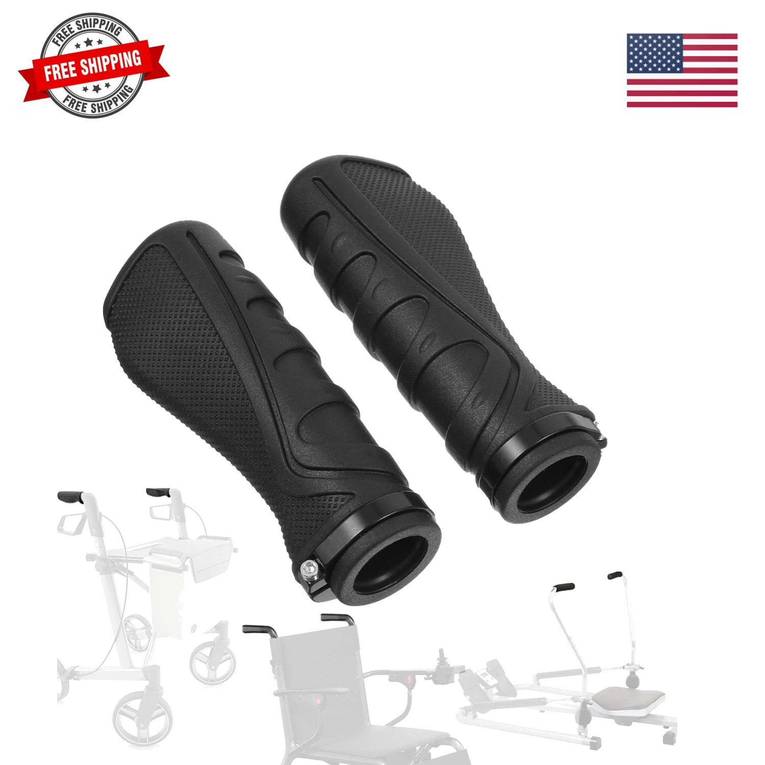 2 Pcs Rollator Walker Hand Grip, Crutch Hand Grips for Knee Walker Replacemen...