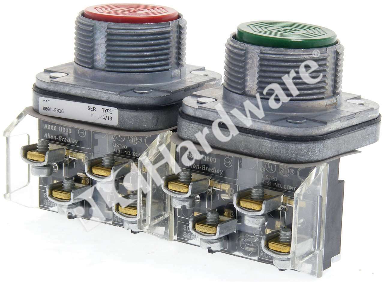 Surplus Allen Bradley 800T-FB16F /T 30.5mm Maintained Push Button Green/Red