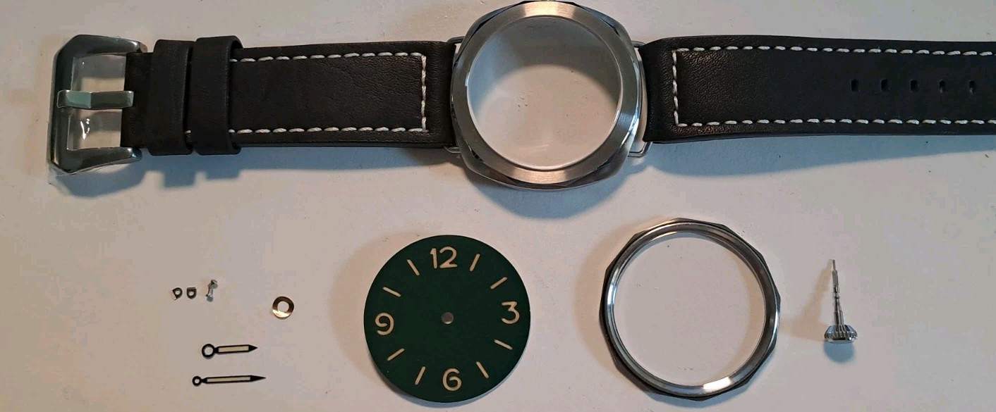 45mm Kit Kit 6497 No Movement Sapphire Crystal Thick, Dial, Hands, Leather Strap