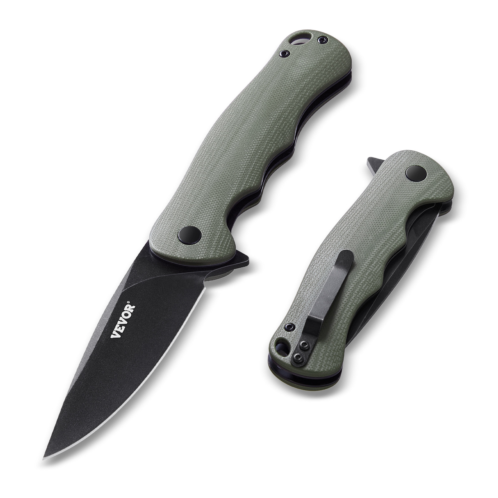VEVOR Folding Pocket Knife 3.5 in/8.8 cm D2 Steel Blade G10 Handle Pocket Clip
