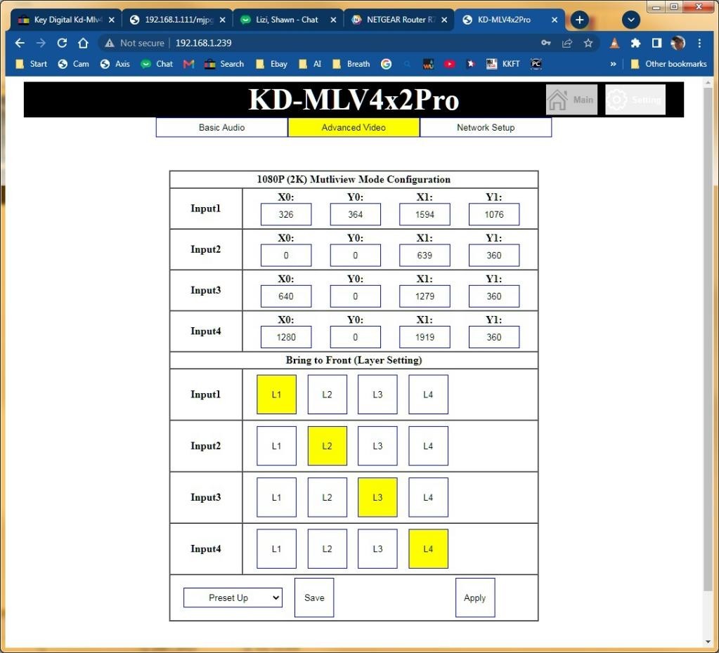 Key Digital KD-MLV4X2Pro 4x2 4 Input 2 Output HDMI Matrix Switcher