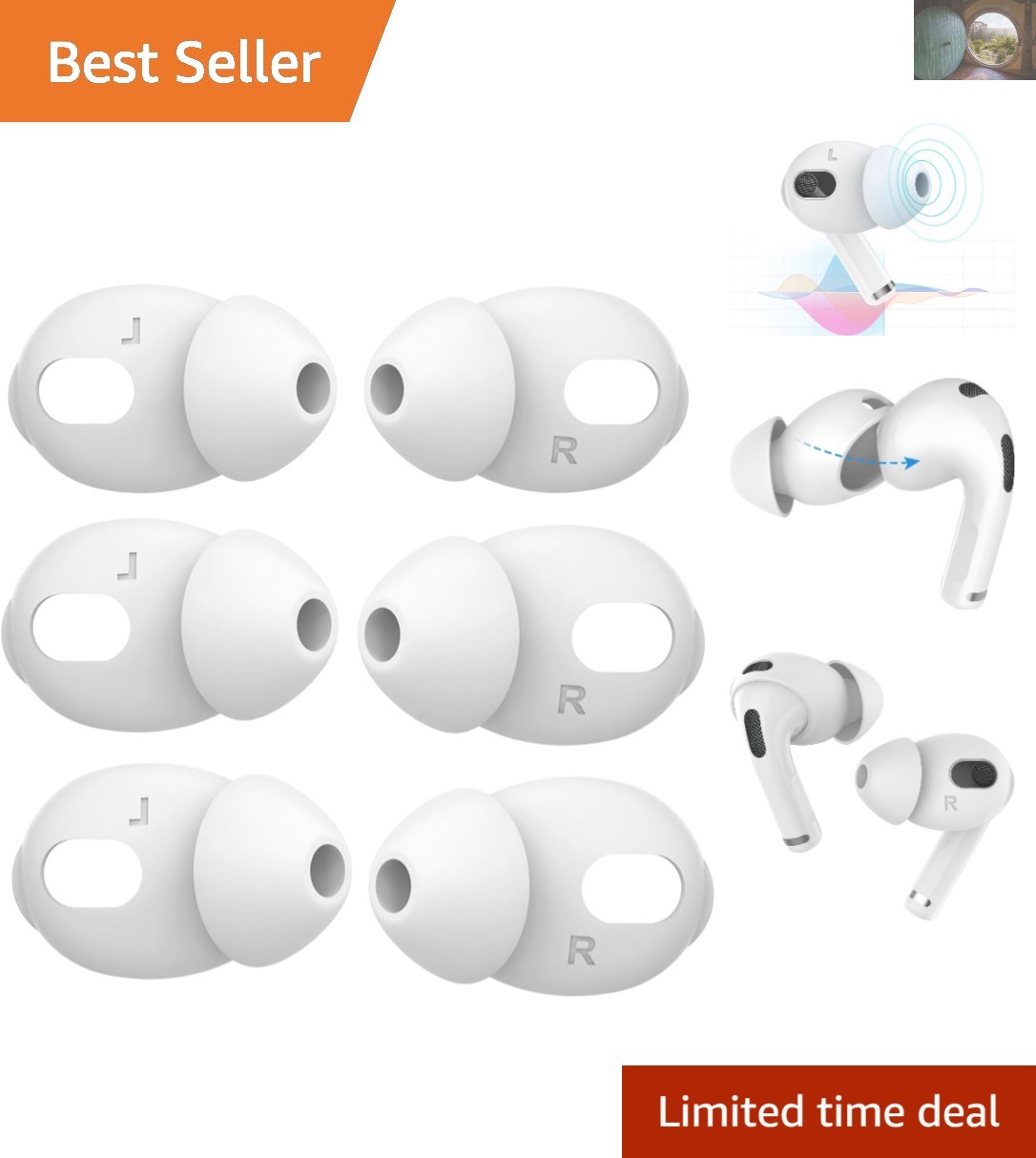3 Pairs Ultra-Thin Silicone Replacement Ear Tips for AirPods 4 - Comfort & Fit