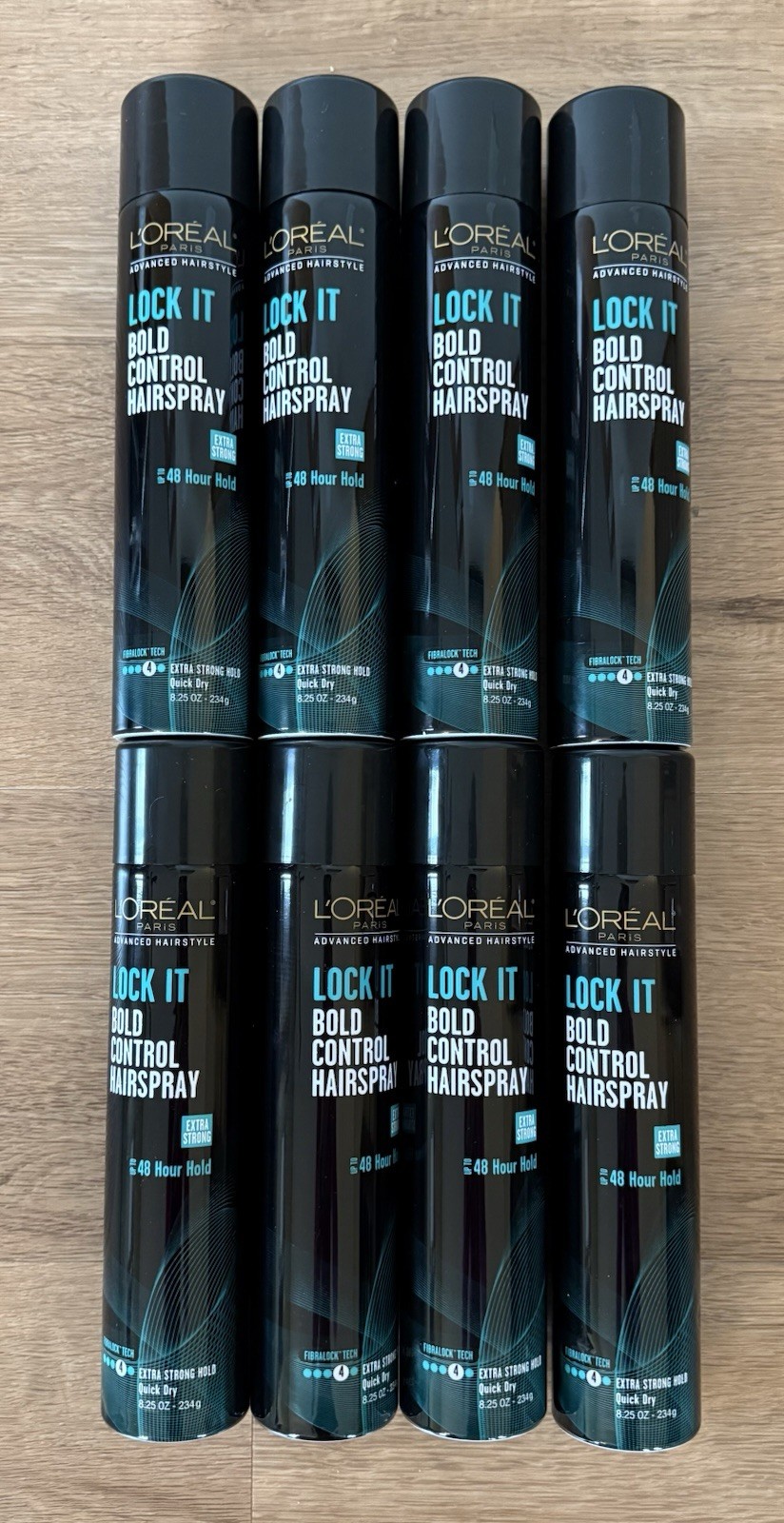 Lot of 8 - Loreal Lock It Bold Control Hairspray Extra Strong Level 4, 8.25oz
