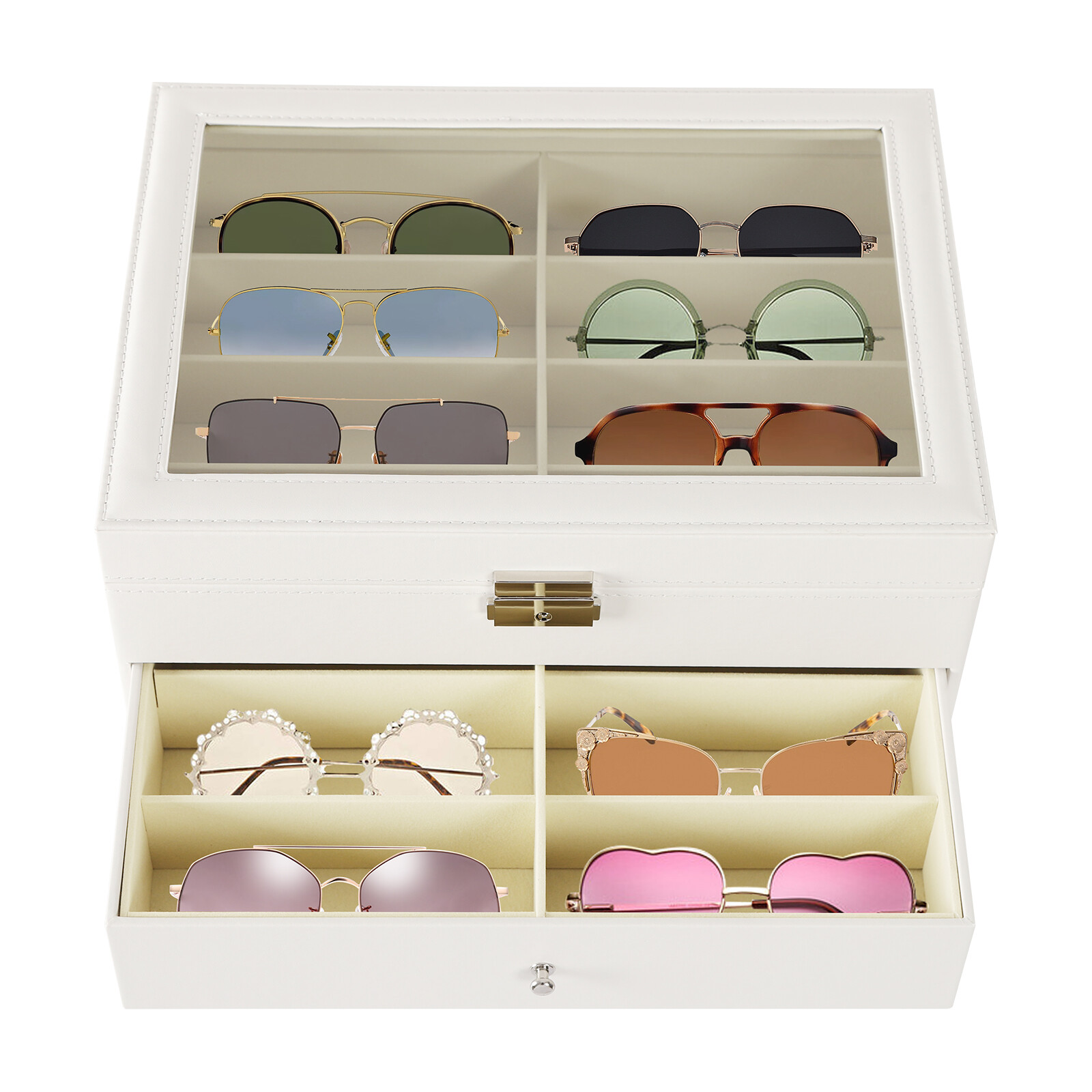 24-Slot Glasses Storage Display Case Organizer For Sunglasses Eyeglass Box