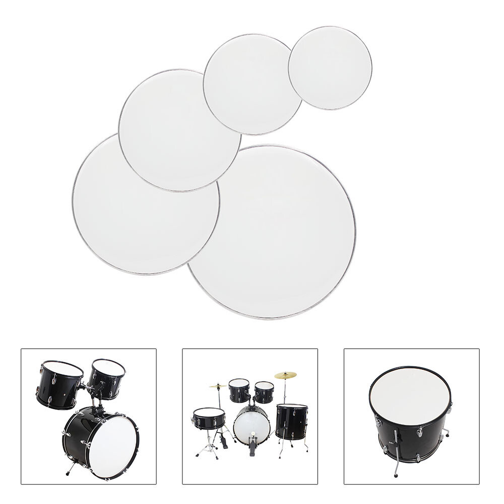5Pcs Drum Skin Heads Set of 5 White 22", 16",14", 13",12"  DrumSkins For Rock US