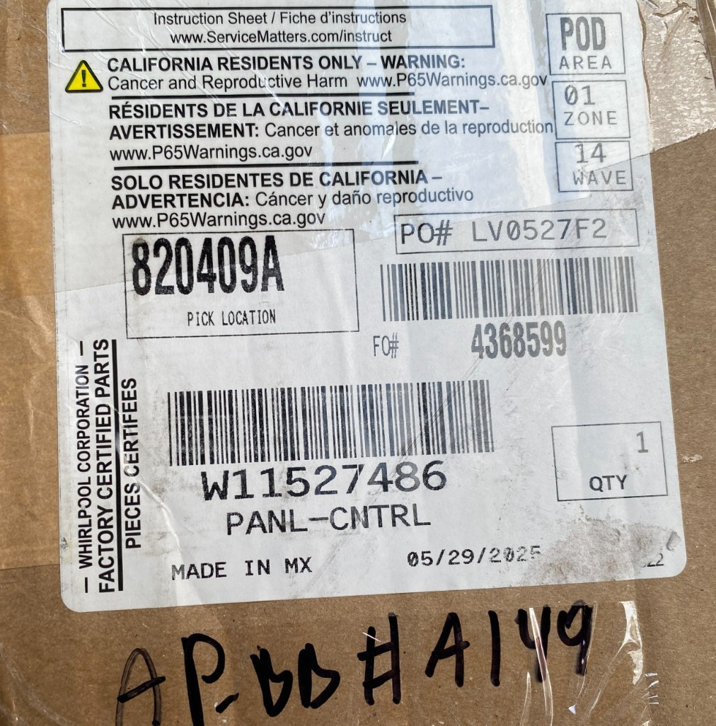 W11527486 New OEM Whirlpool Range Control Panel – Genuine – Verify Part Number