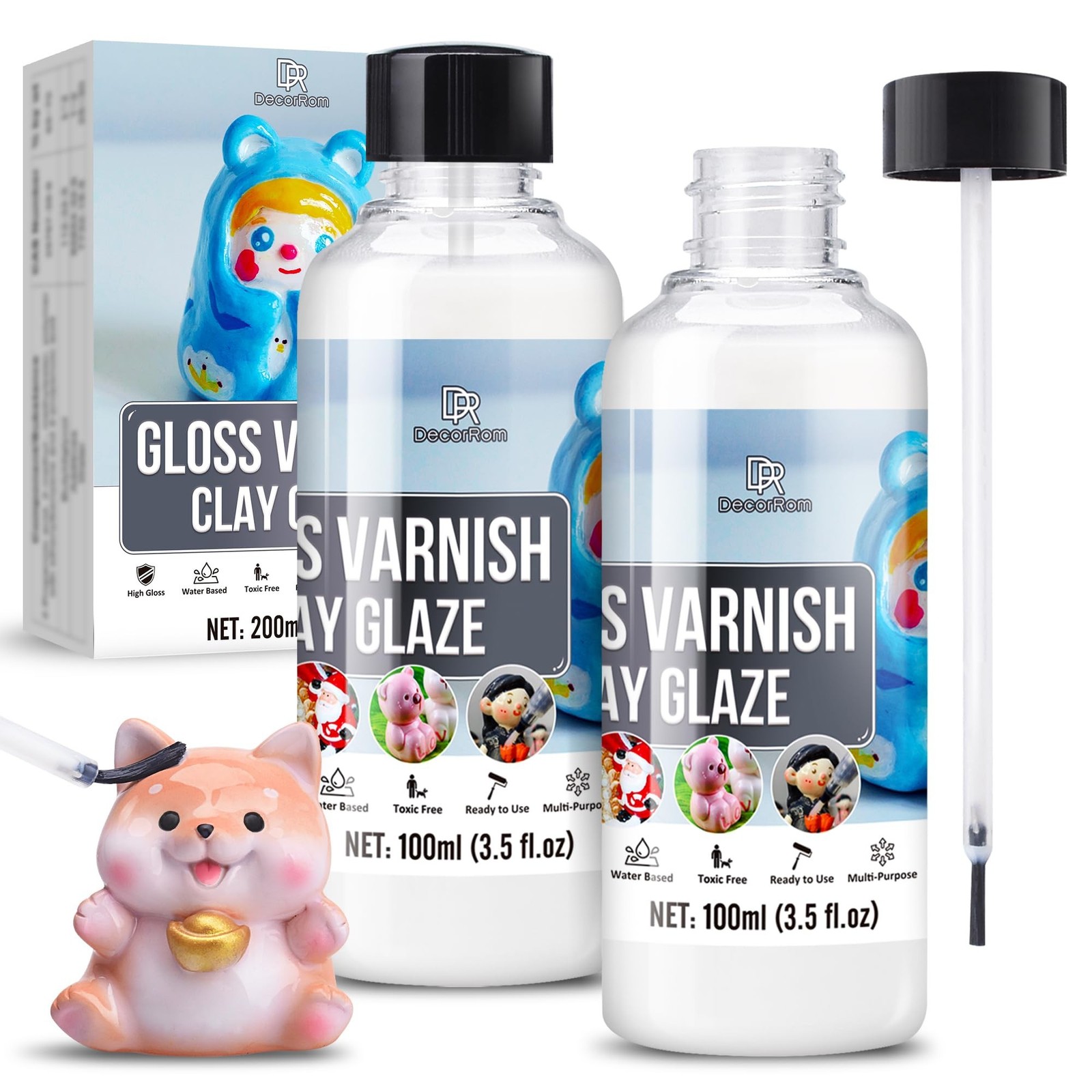 Air Dry Clay Glaze - 7oz/200ml Clay Varnish, Polymer Clay Glaze, High Gloss C...