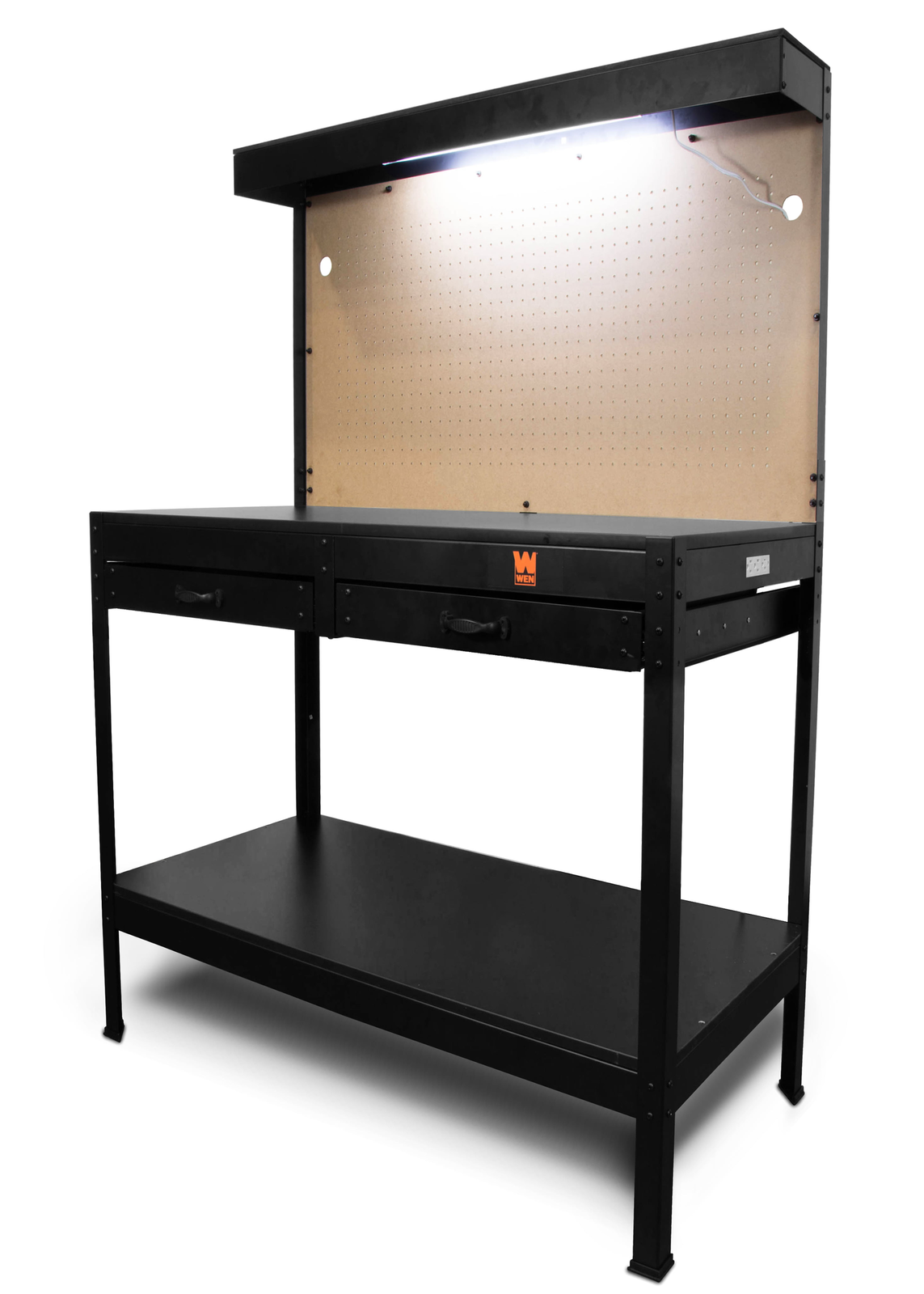 Workbench Table Storage Tool Organizer with Power Outlets and Light Garage 48 In
