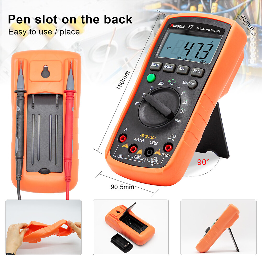 Digital Multimeter Voltmeter Ammeter Ohmmeter Volt AC DC Tester Leads Meter