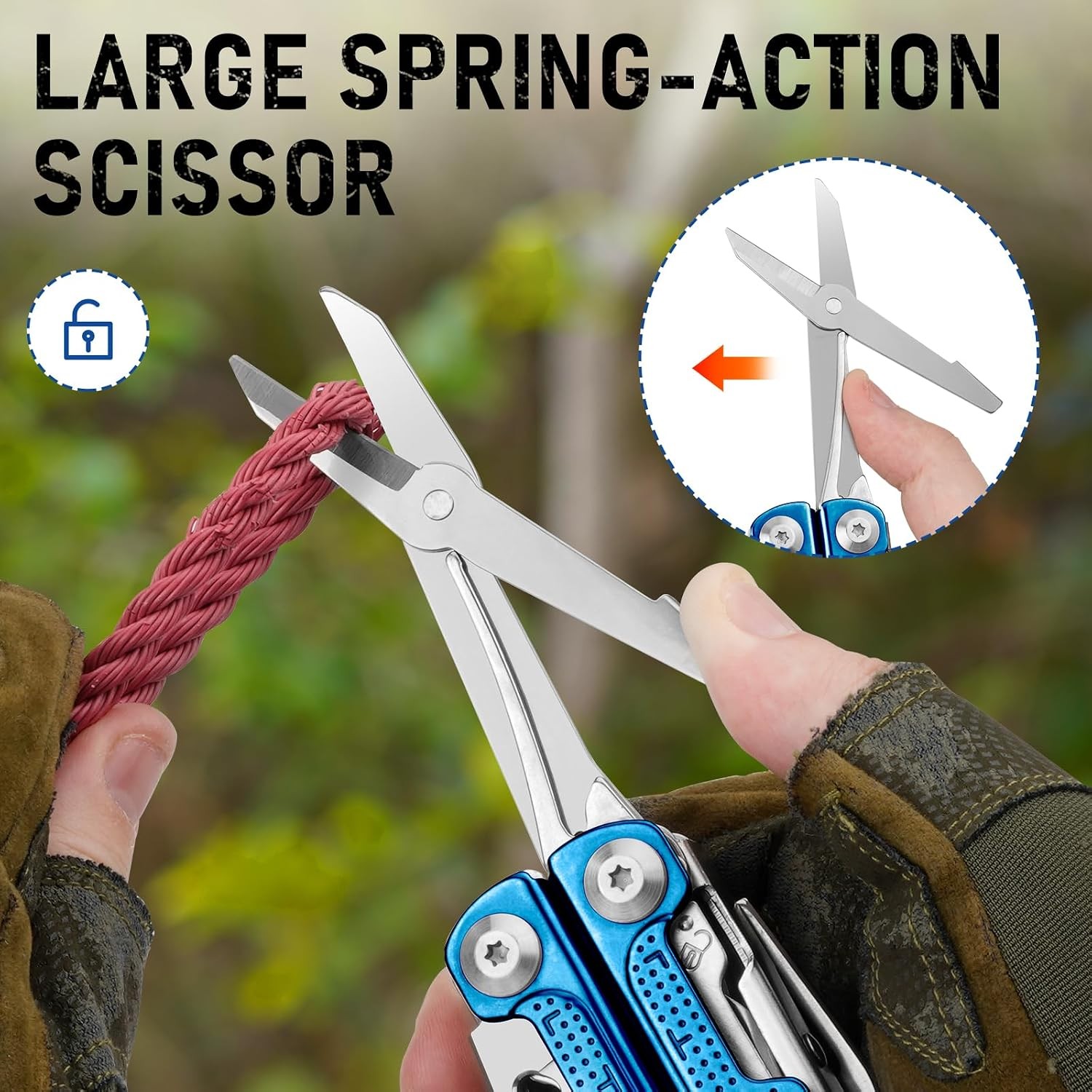 Multitool Pliers BI2049BL with Blue Titanium Handle, EDC Multi Tool