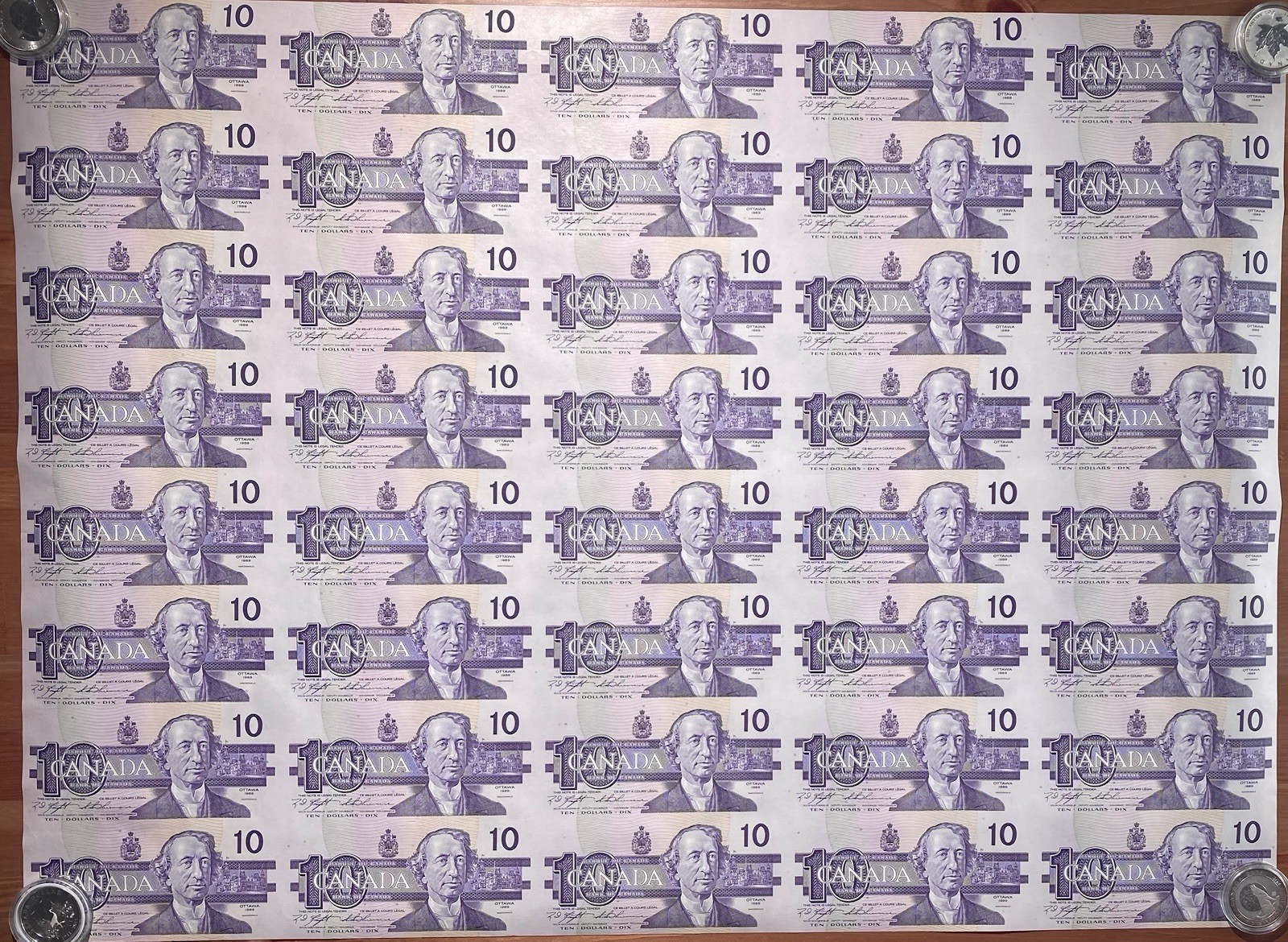 1989 Bank Of Canada 10$ Uncut Sheet - Prefix BEH - Perfect Condition