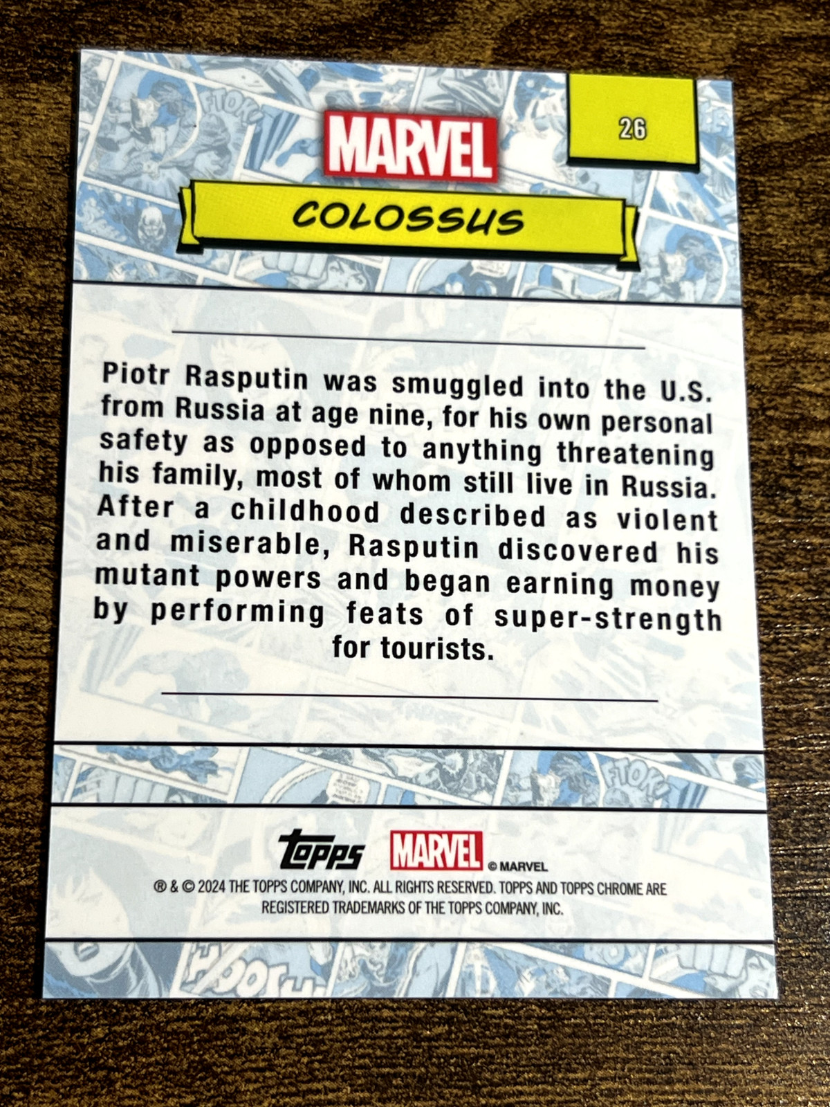 COLOSSUS 2024 Topps Chrome Marvel Sapphire Refractor #26
