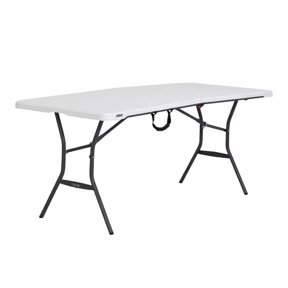 6 Ft. White Plastic Fold-In-Half Table (Light Commercial)