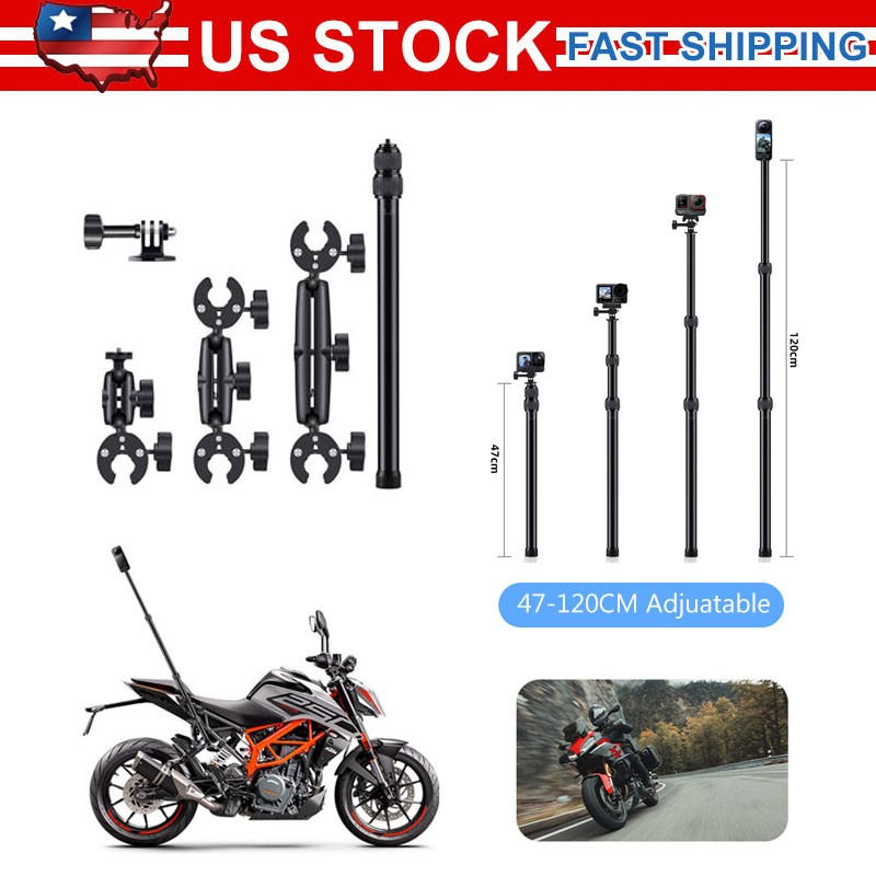 Motorcycle Bike Mount Selfie Stick for Insta360 X2/X3/X4/X5& DJI Action 2 3 4 US