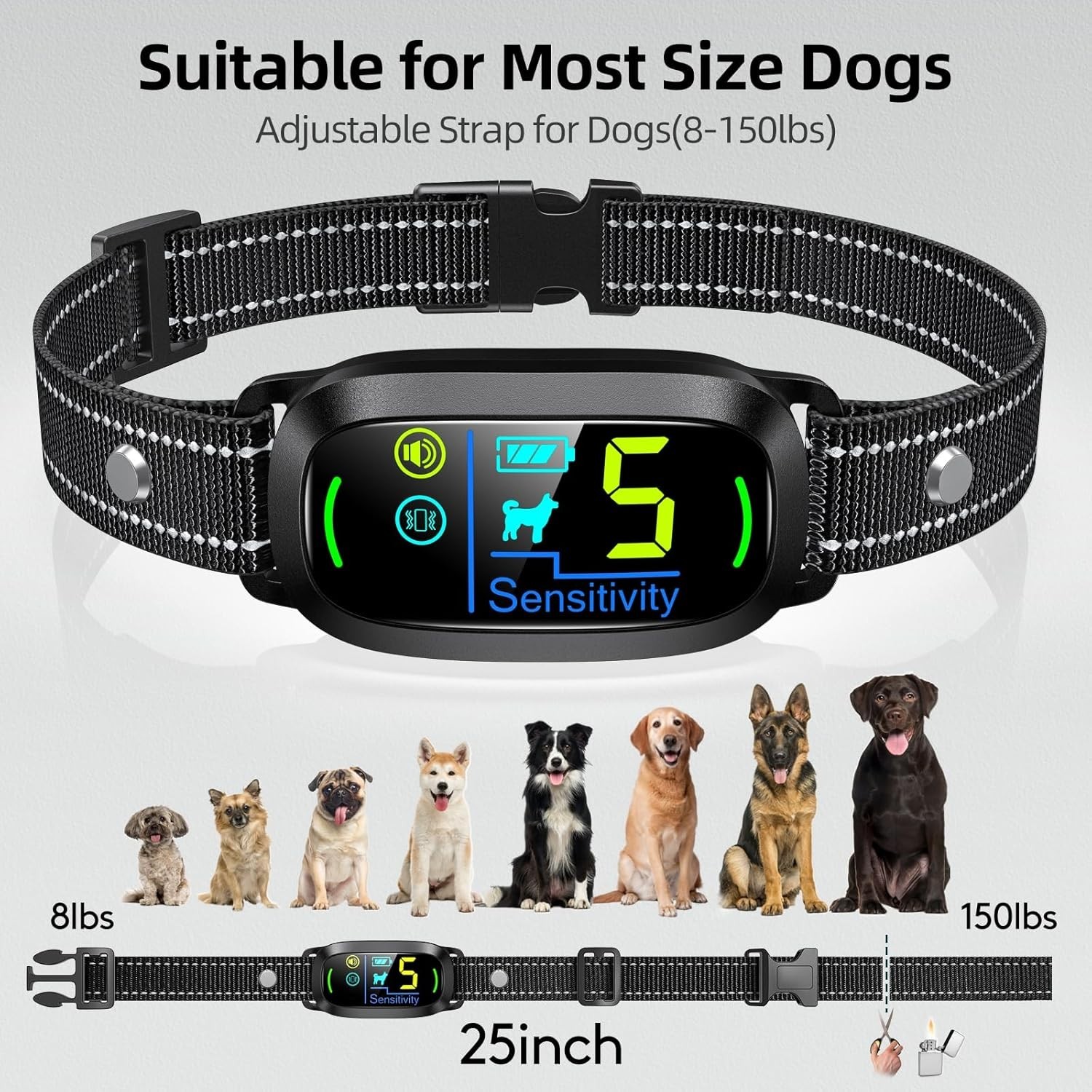 Waterproof Bark Collar for Medium to Large Dogs – Quick Charge & Safe