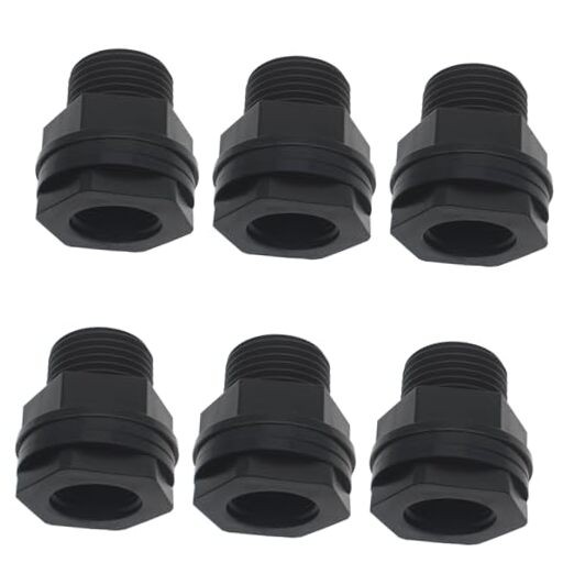 6pcs Bulkhead Fittings Garden Hose Bulkhead Fitting 3/4 Inch Male 1/2 Inch