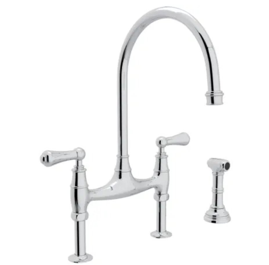 Perrin Rowe Georgian Era Bridge U.4719L-APC-2 Kitchen Faucet Polished Chrome NEW