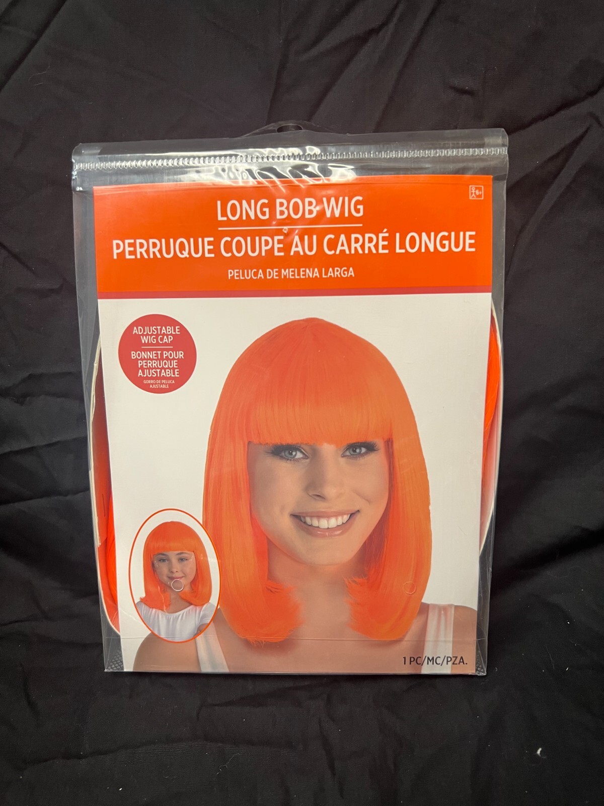 Amscan Orange Long Bob Wig Halloween Costume Accessory Adjustable Cap