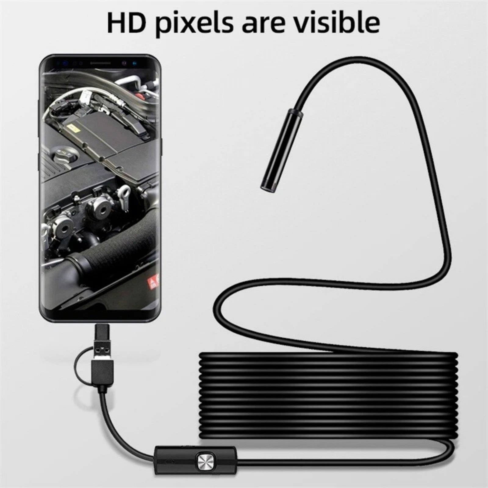 2M Endoscope Borescope 6 LED Inspection Camera for Android Type-C USB Cable 7mm
