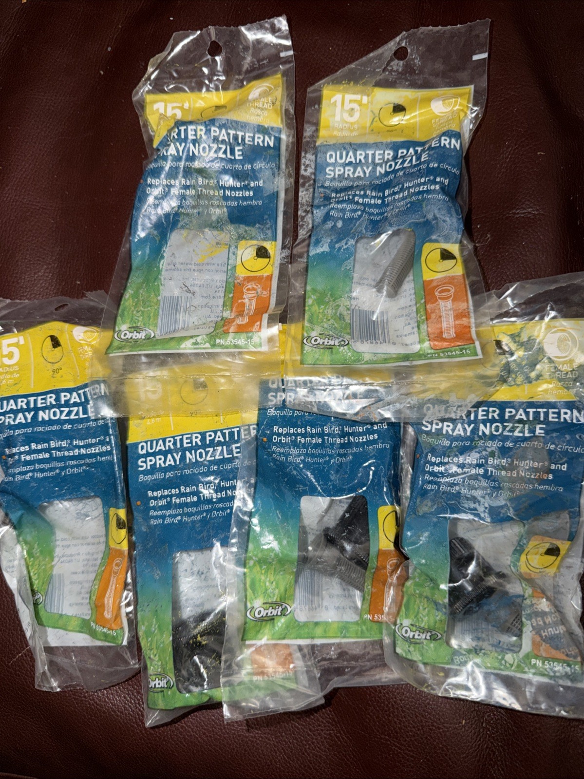 ORBIT QUARTER PATTERN SPRAY NOZZLE 15' FEMALE THREAD 53545 New Lot Of 6