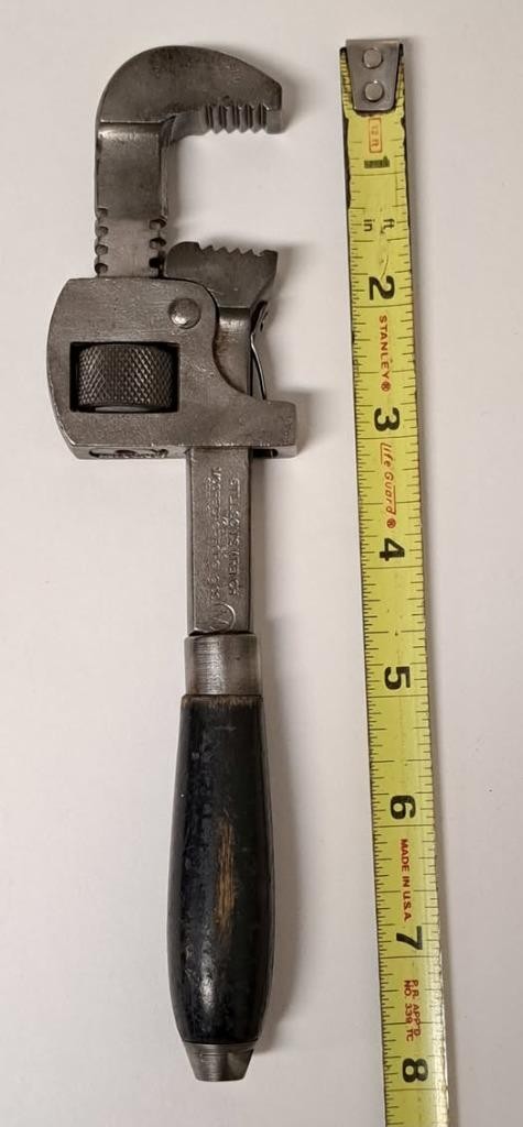 Vintage Stillson No. 8 Adjustable Monkey Wrench Morco Moore Drop Forging Tool Co