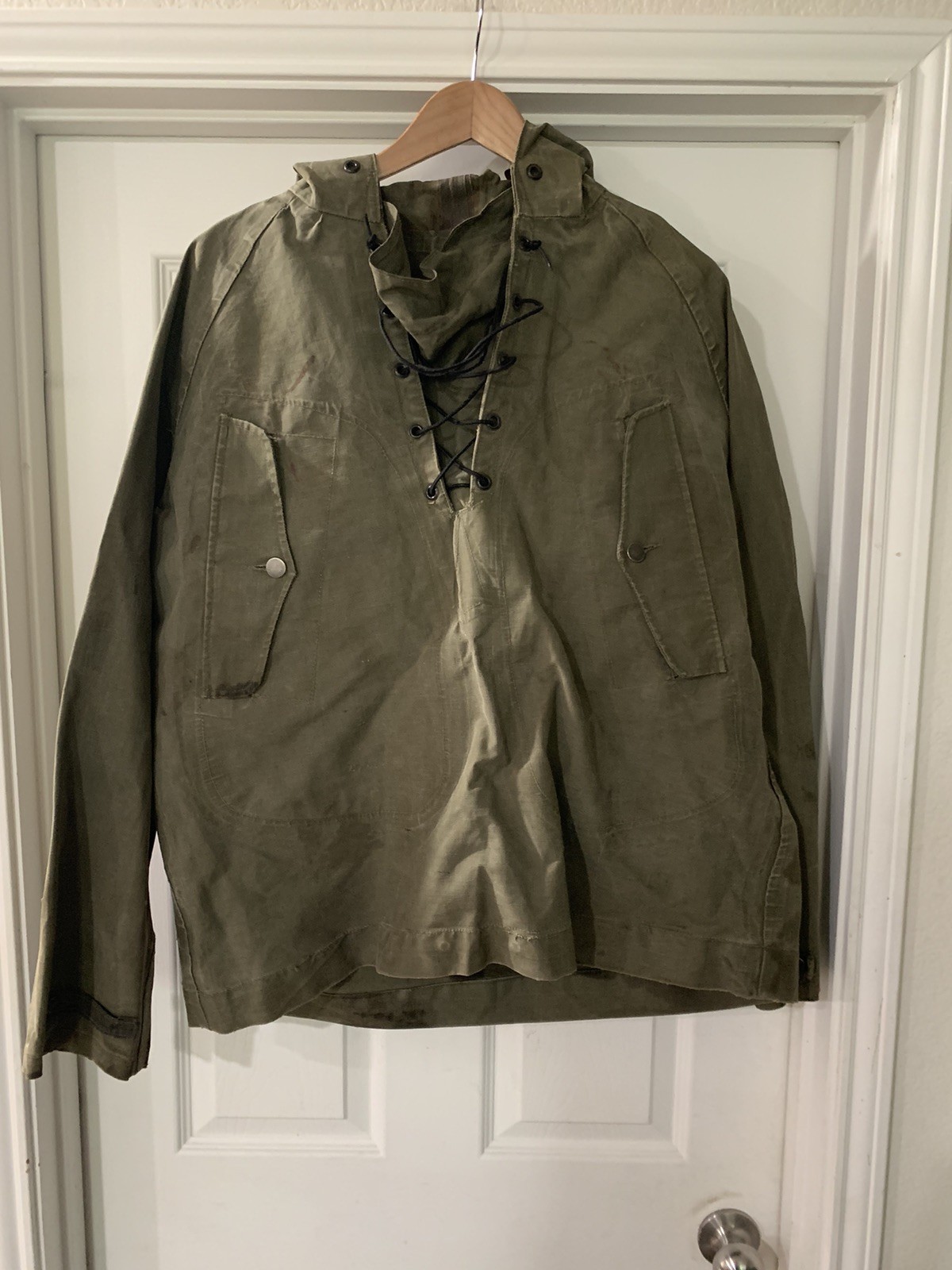 VINTAGE MILITARY MENS GUNNER SMOCK WET WEATHER PARKA ANORAK VIETNAM WAR MED