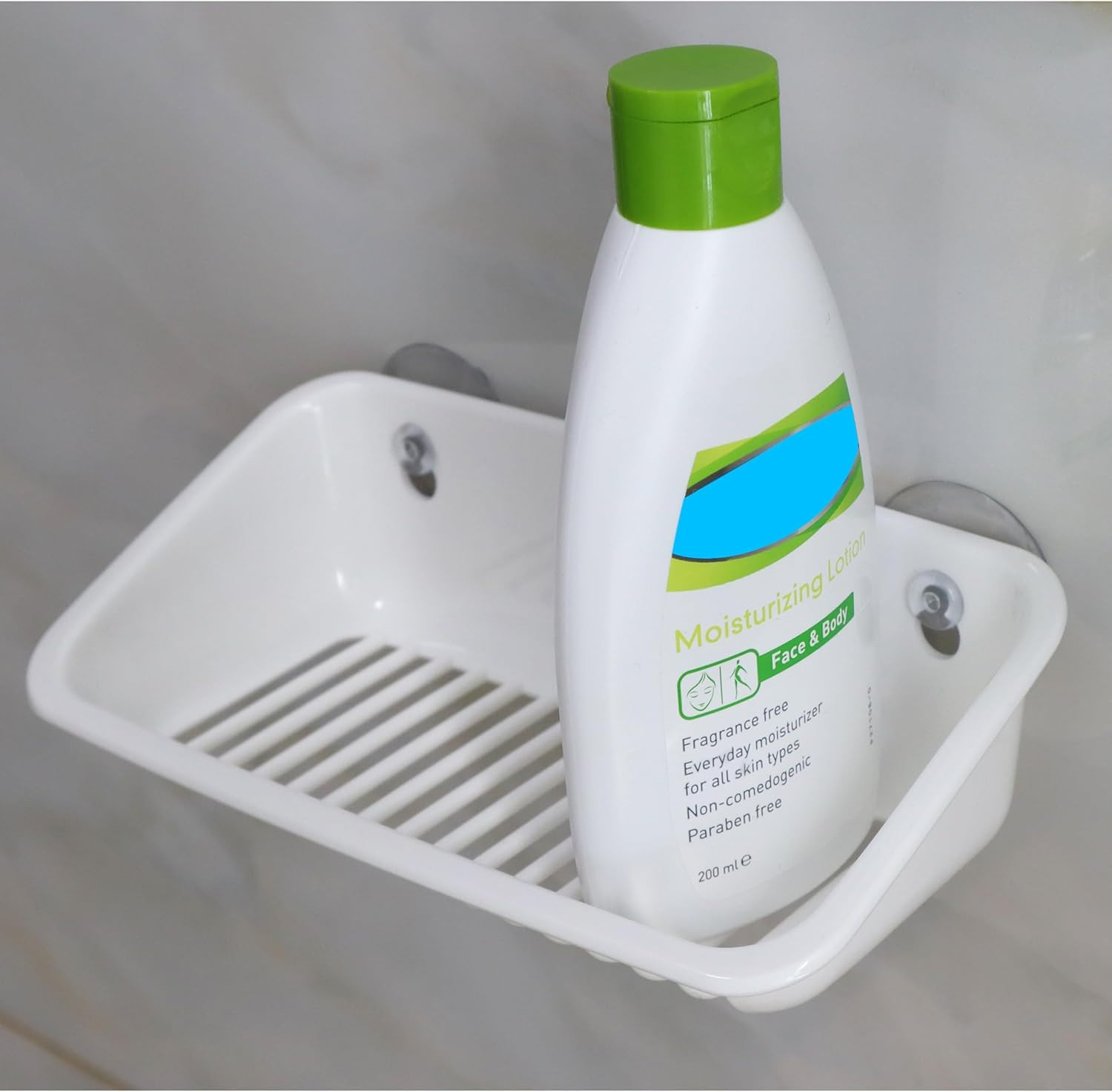 EIKS Storage Basket Organizer Shelf with Suction Cup for Bedroom Office White