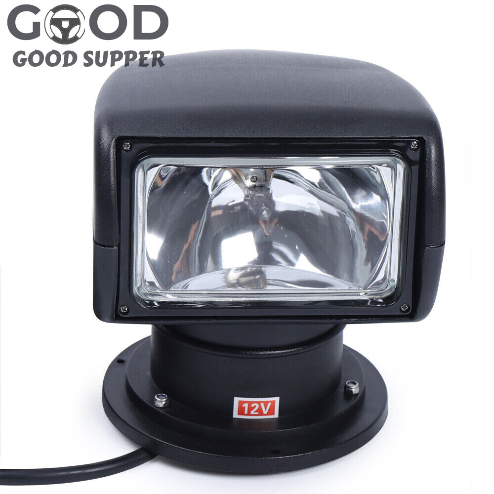 Black Remote Control Spotlight Boat Search Light Halogen 360 Rotate 12V 100W!